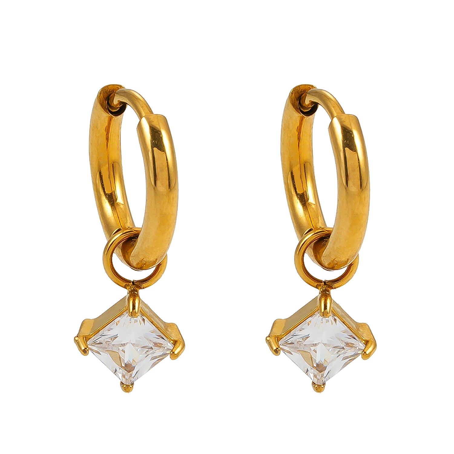 MORANDI Gold : Boucles d'oreilles à l'esprit vintage avec breloques en moissanite amovibles.
