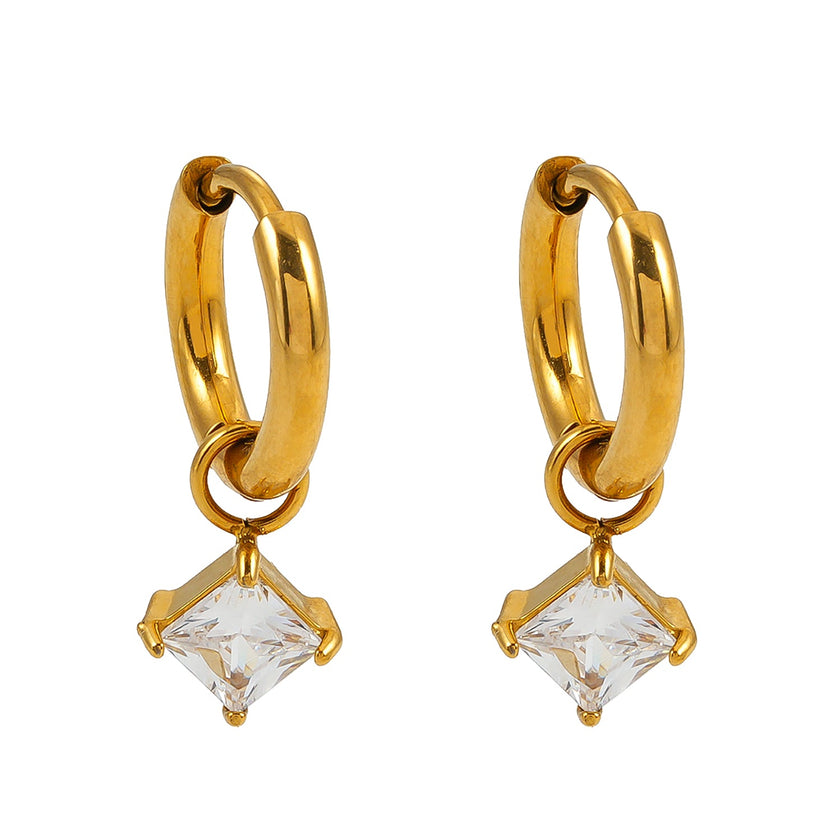 MORANDI Gold : Boucles d'oreilles à l'esprit vintage avec breloques en moissanite amovibles.