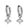 MORANDI White Gold (Silver Toned): Vintage Inspired Hoops with Removable Moissanite Charms