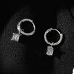 MORANDI White Gold (Silver Toned): Vintage Inspired Hoops with Removable Moissanite Charms