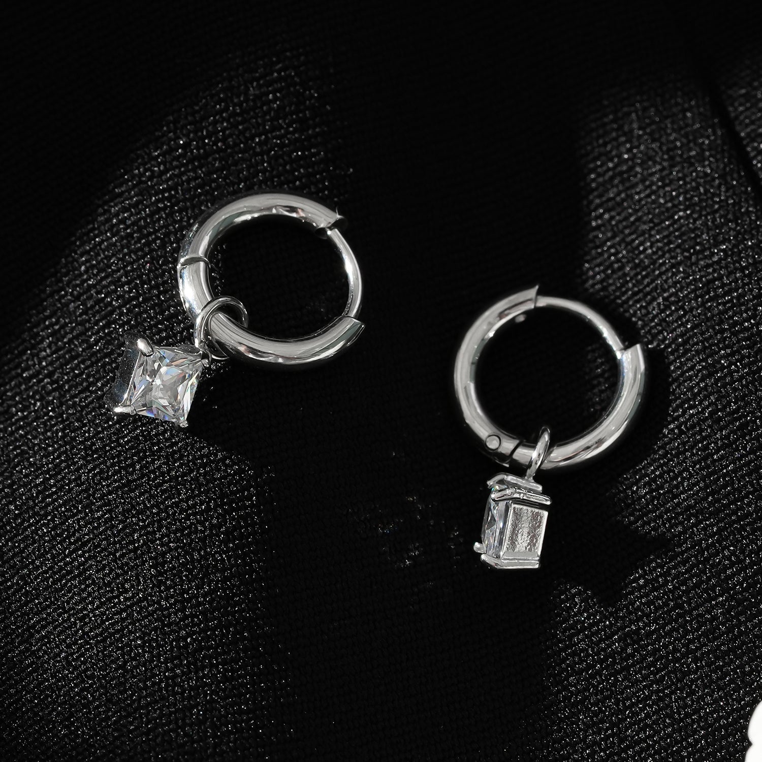 MORANDI White Gold (Silver Toned): Vintage Inspired Hoops with Removable Moissanite Charms