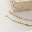 MORNA Paper Clip Chain with Zirconia Accented Geometric Pendant Gold