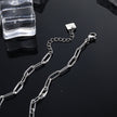 MORNA Paper Clip Chain with Zirconia Accented Geometric Pendant Silver