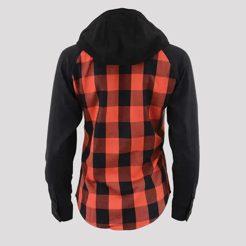 Milwaukee Leather Women's Armoured Plaid Hooded Shirt