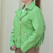 Women's Studded Leather Jacket with Removable Fringe