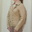 Women's Studded Leather Jacket with Removable Fringe