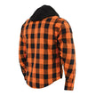 Milwaukee Leather Men's Orange & Black Armored Flannel Biker Shirt w/ Reinforced Fibers