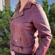 Women's Lamb Leather Biker Style Jacket with Belt