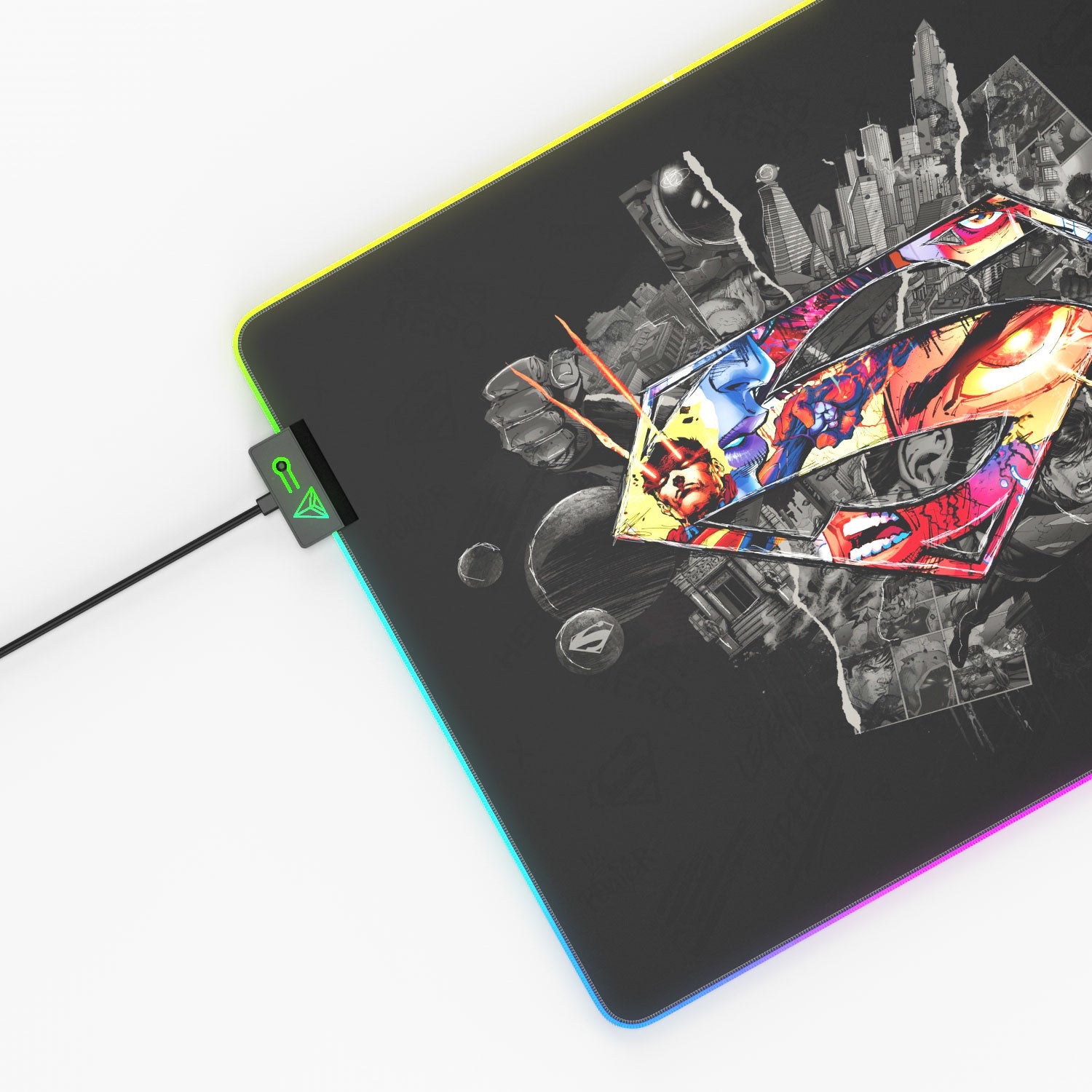 Tapis de souris pour jeux vidéo avec le logo du bouclier de Superman