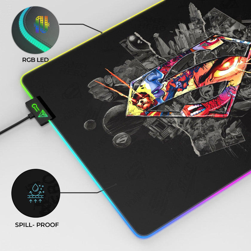 Tapis de souris pour jeux vidéo avec le logo du bouclier de Superman