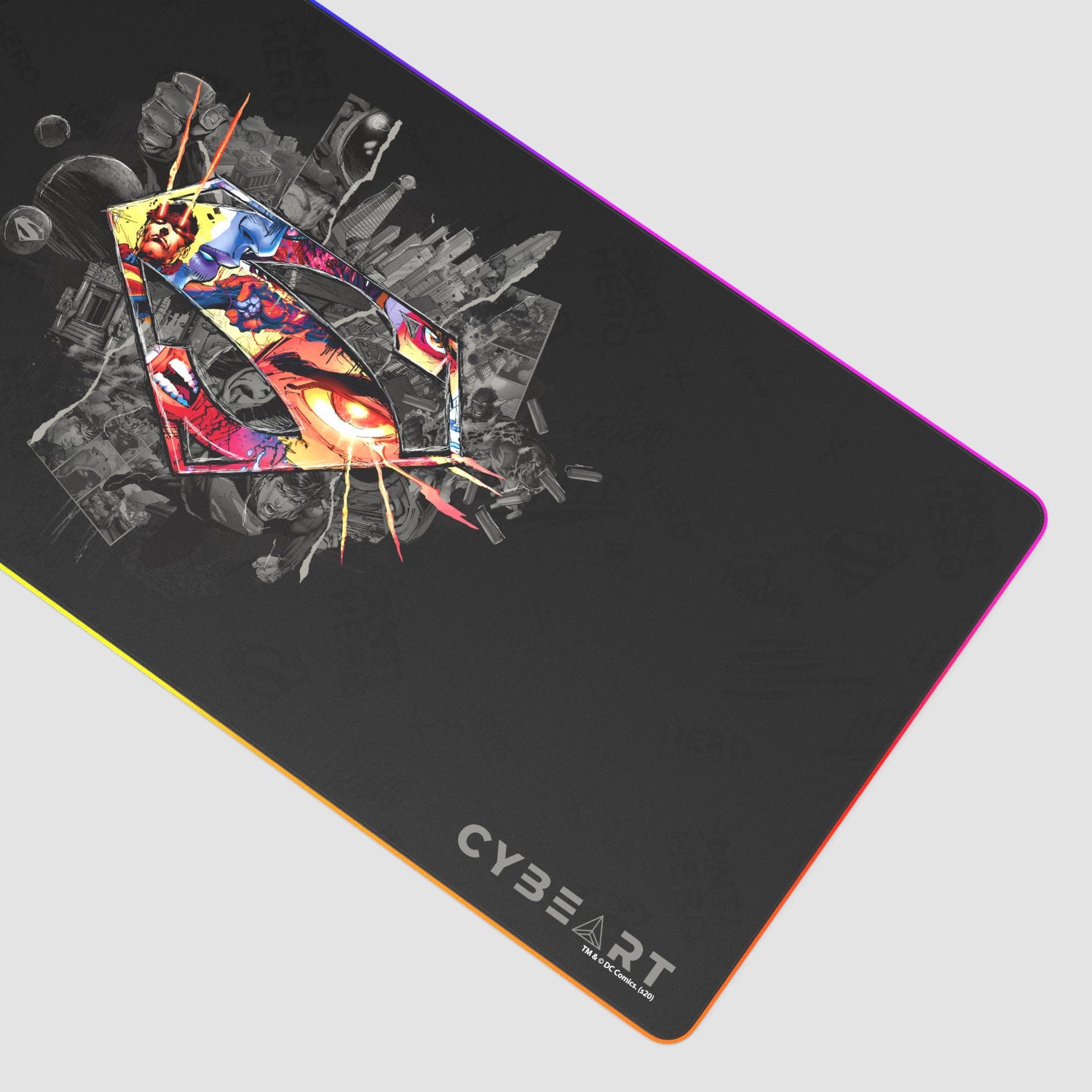 Tapis de souris pour jeux vidéo avec le logo du bouclier de Superman