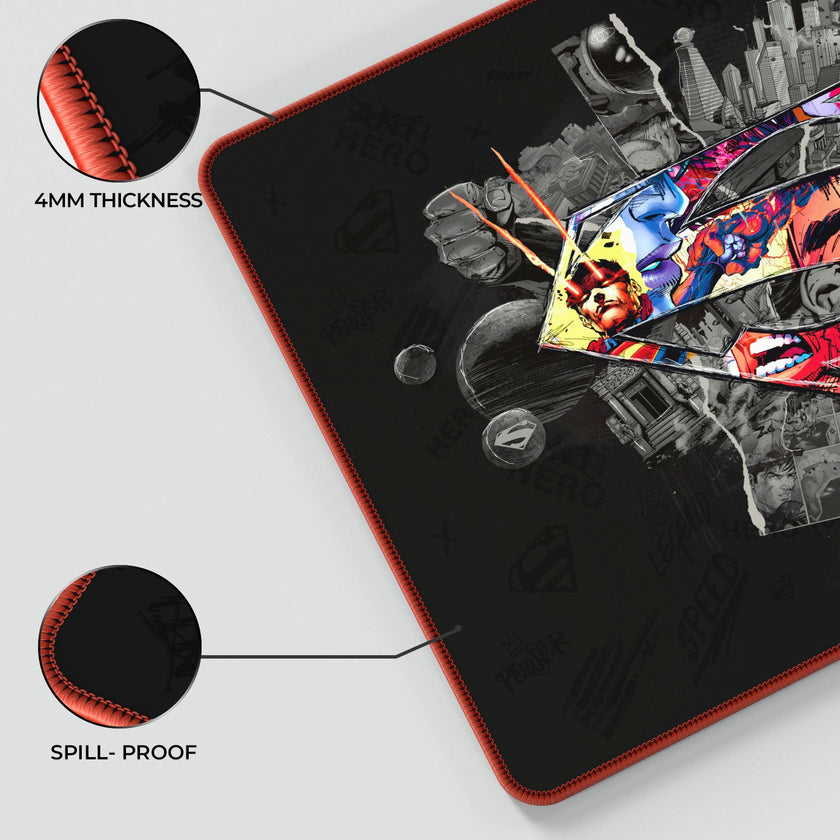 Tapis de souris pour jeux vidéo avec le logo du bouclier de Superman