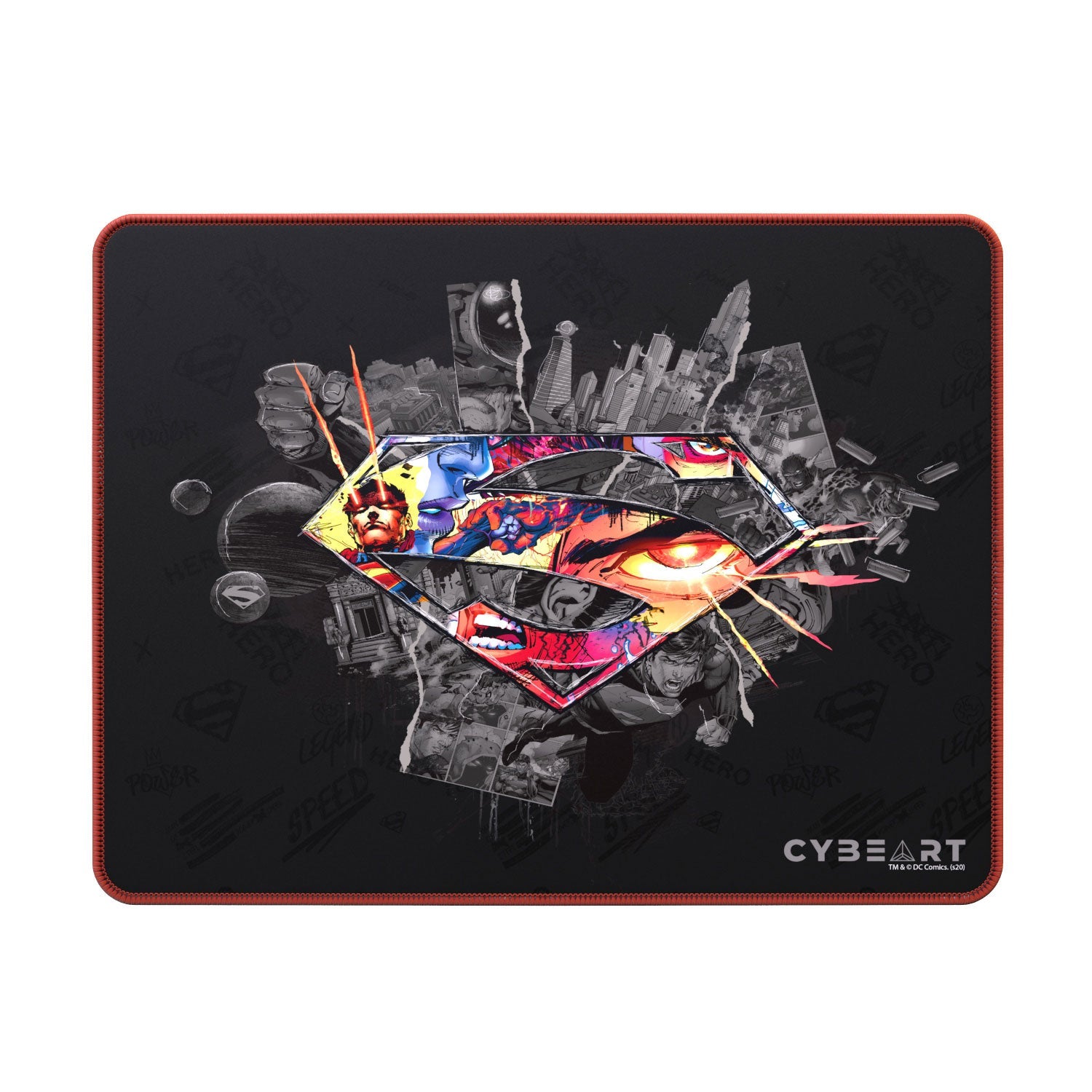 Tapis de souris pour jeux vidéo avec le logo du bouclier de Superman