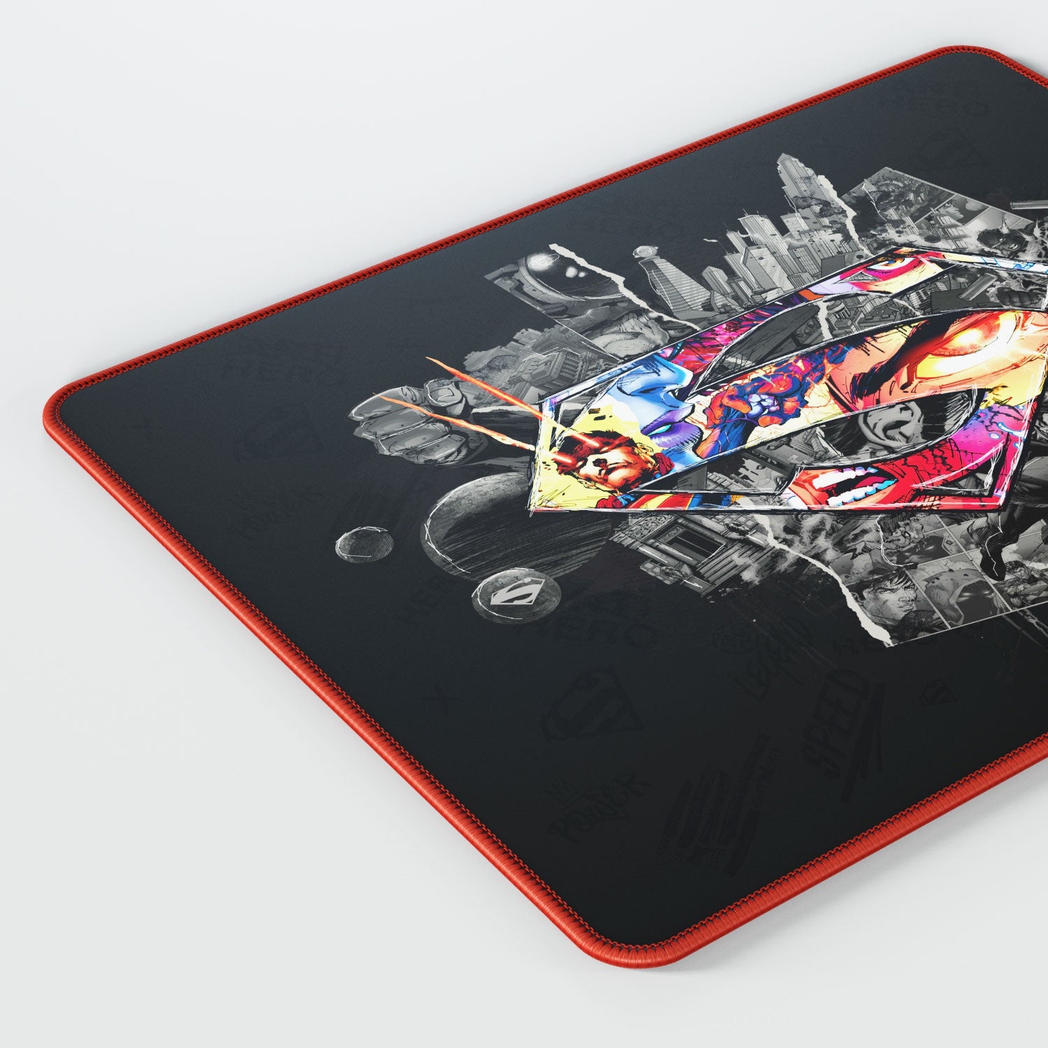 Tapis de souris pour jeux vidéo avec le logo du bouclier de Superman