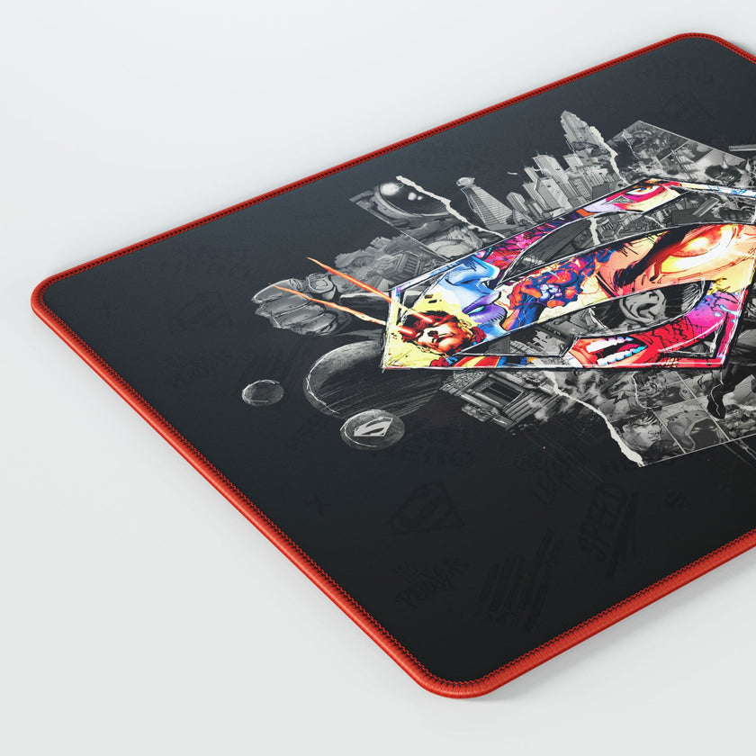 Tapis de souris pour jeux vidéo avec le logo du bouclier de Superman