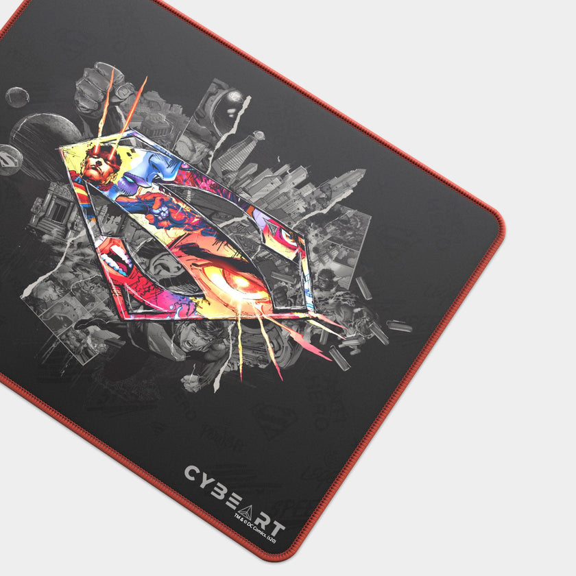Tapis de souris pour jeux vidéo avec le logo du bouclier de Superman