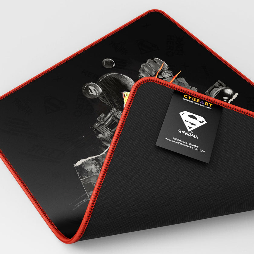 Tapis de souris pour jeux vidéo avec le logo du bouclier de Superman