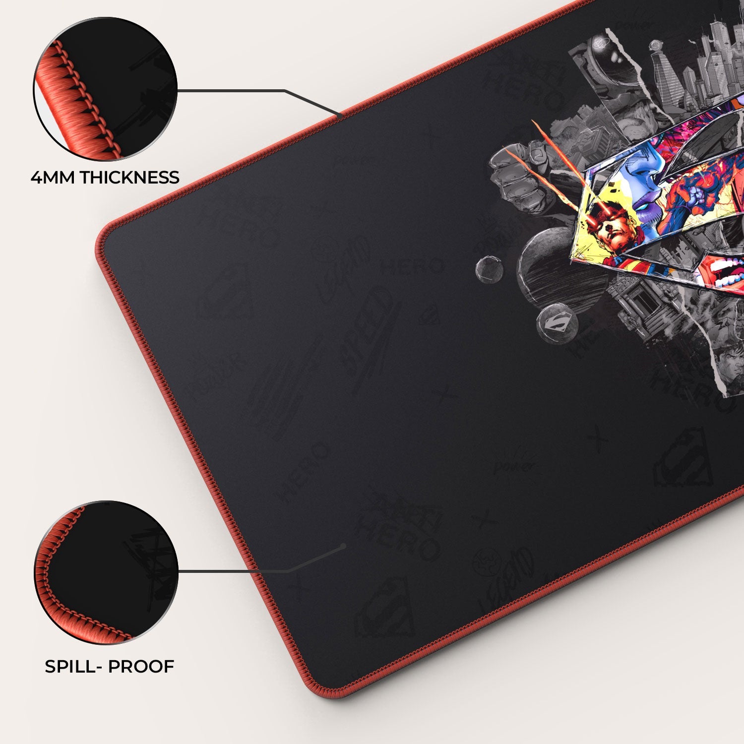 Tapis de souris pour jeux vidéo avec le logo du bouclier de Superman