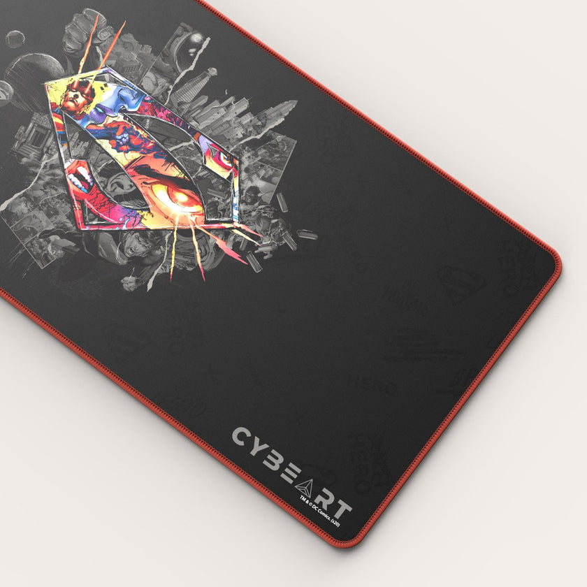 Tapis de souris pour jeux vidéo avec le logo du bouclier de Superman