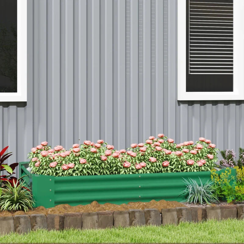 6 x 3 x 1ft Galvanized Raised Garden Bed, Reinforced Outdoor Planter Box with Open Bottom, Green