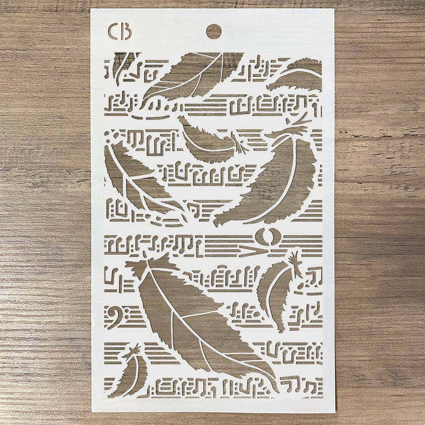 Ciao Bella Texture Stencil 5x8 Swan Feathers