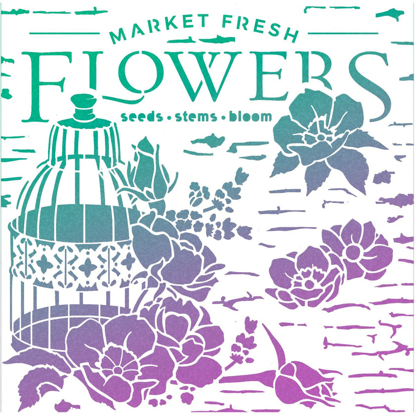Ciao Bella Texture Stencil 8x8 Market Fresh Flowers