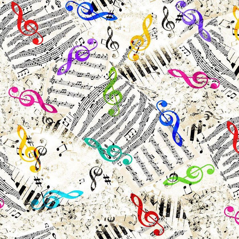Timeless Treasures - I'm with the Band - Music Notes - MUSIC-CD2233  WHITE