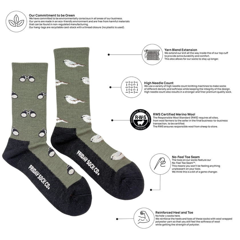 Friday Sock Co Men's Bird & Birdwatching Merino Wool Socks