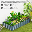 Outsunny 6 x 3 x 1ft Galvanized Raised Garden Bed, Reinforced Outdoor Planter Box with Open Bottom, Silver