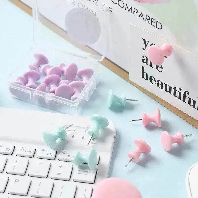 Macaron Color Boxed Push Pin Simple Creative Large Small Size Plastic Pushpin Office Supplies