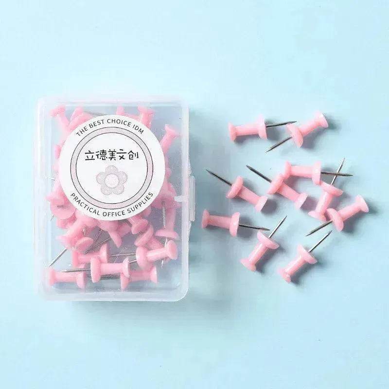 Macaron Color Boxed Push Pin Simple Creative Large Small Size Plastic Pushpin Office Supplies