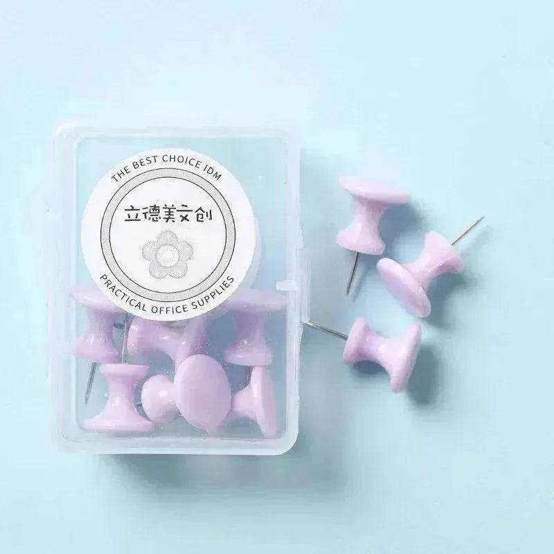 Macaron Color Boxed Push Pin Simple Creative Large Small Size Plastic Pushpin Office Supplies