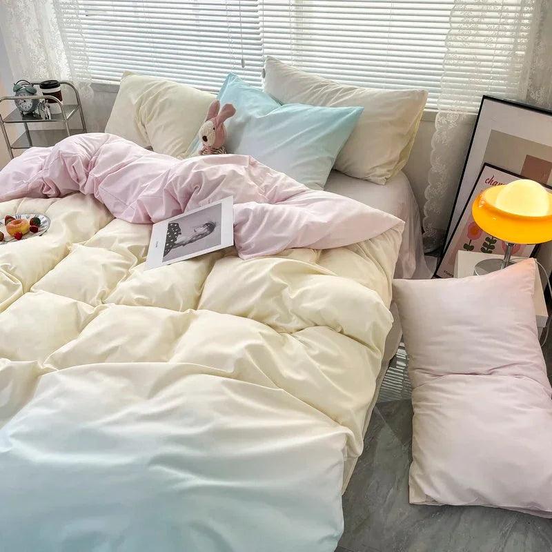 Macaron Washed Cotton Brushed Gradient Duvet Cover