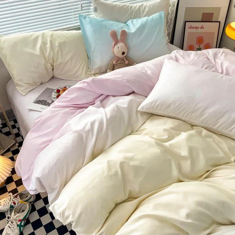 Macaron Washed Cotton Brushed Gradient Duvet Cover