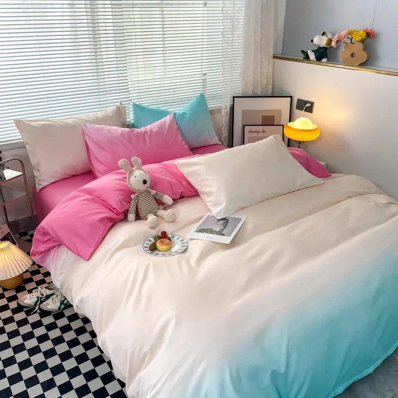 Macaron Washed Cotton Brushed Gradient Duvet Cover
