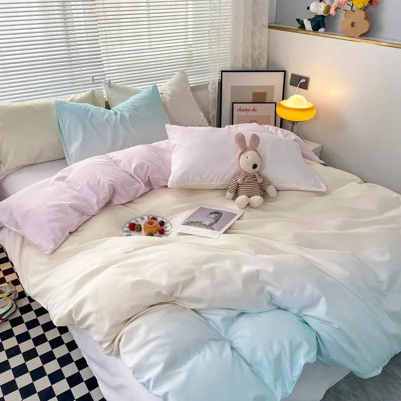 Macaron Washed Cotton Brushed Gradient Duvet Cover