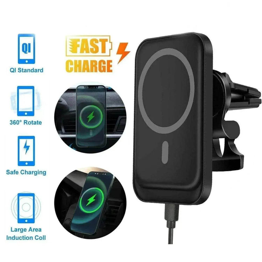 Magnetic Wireless Car Vent Phone Holder + Fast Charger