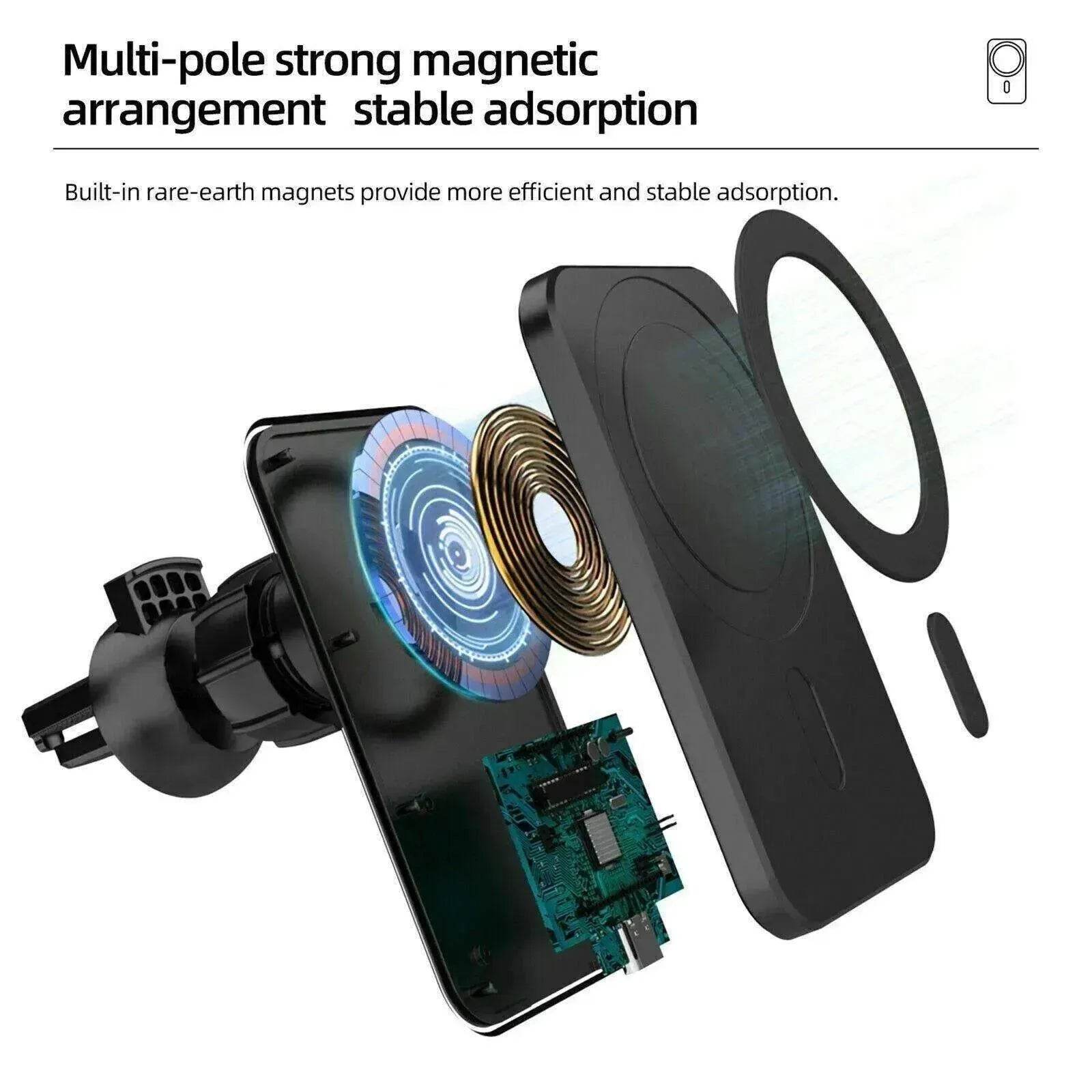 Magnetic Wireless Car Vent Phone Holder + Fast Charger