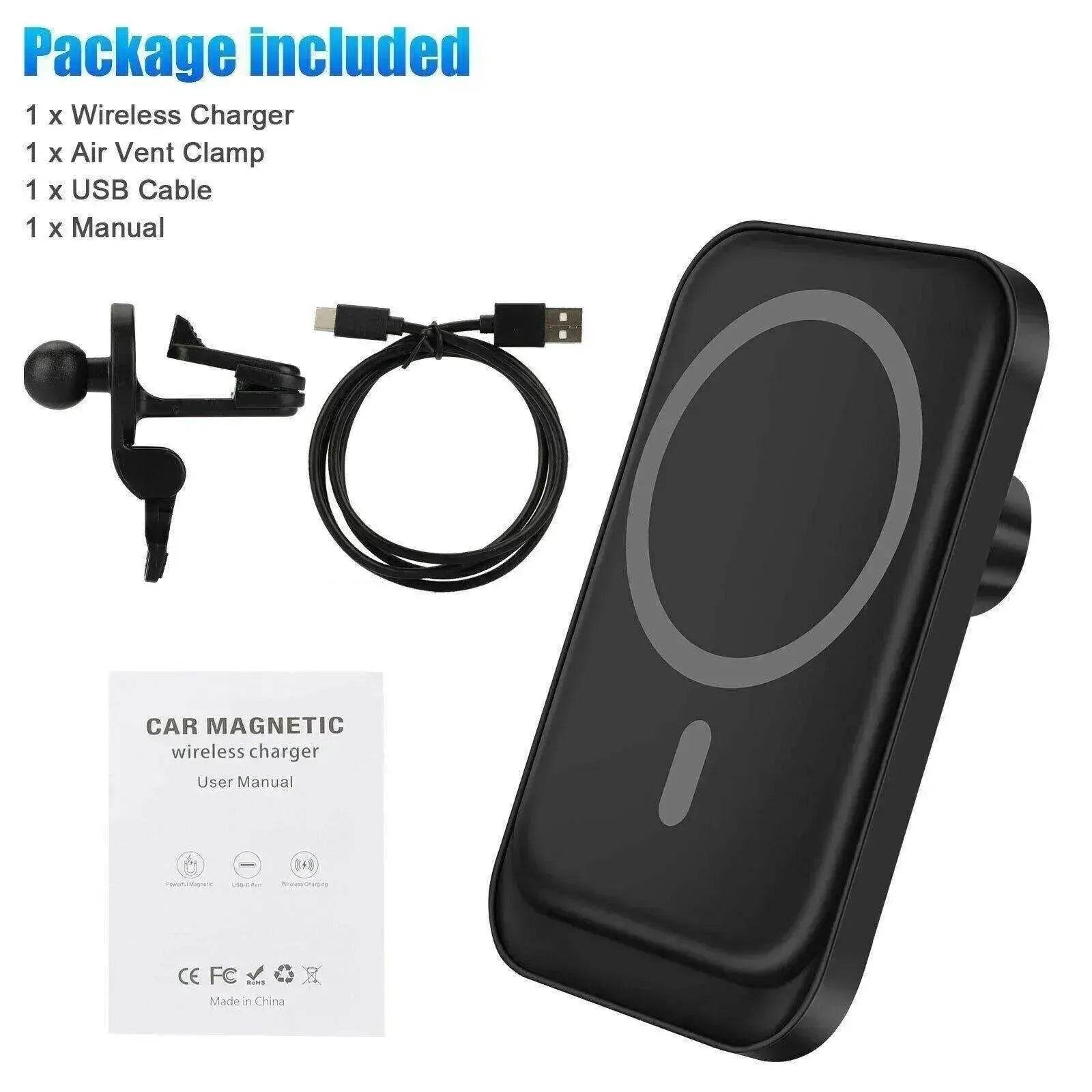 Magnetic Wireless Car Vent Phone Holder + Fast Charger