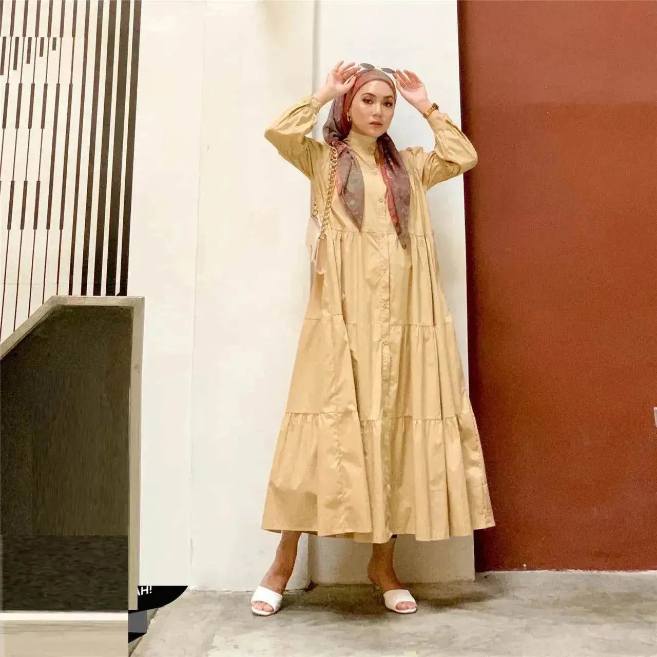 Malay Indonesian Cotton Arab  Patchwork Dress