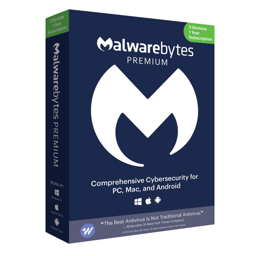 Malwarebytes - Premium 3 utilisateurs, 1 an, PC/Mac/Android