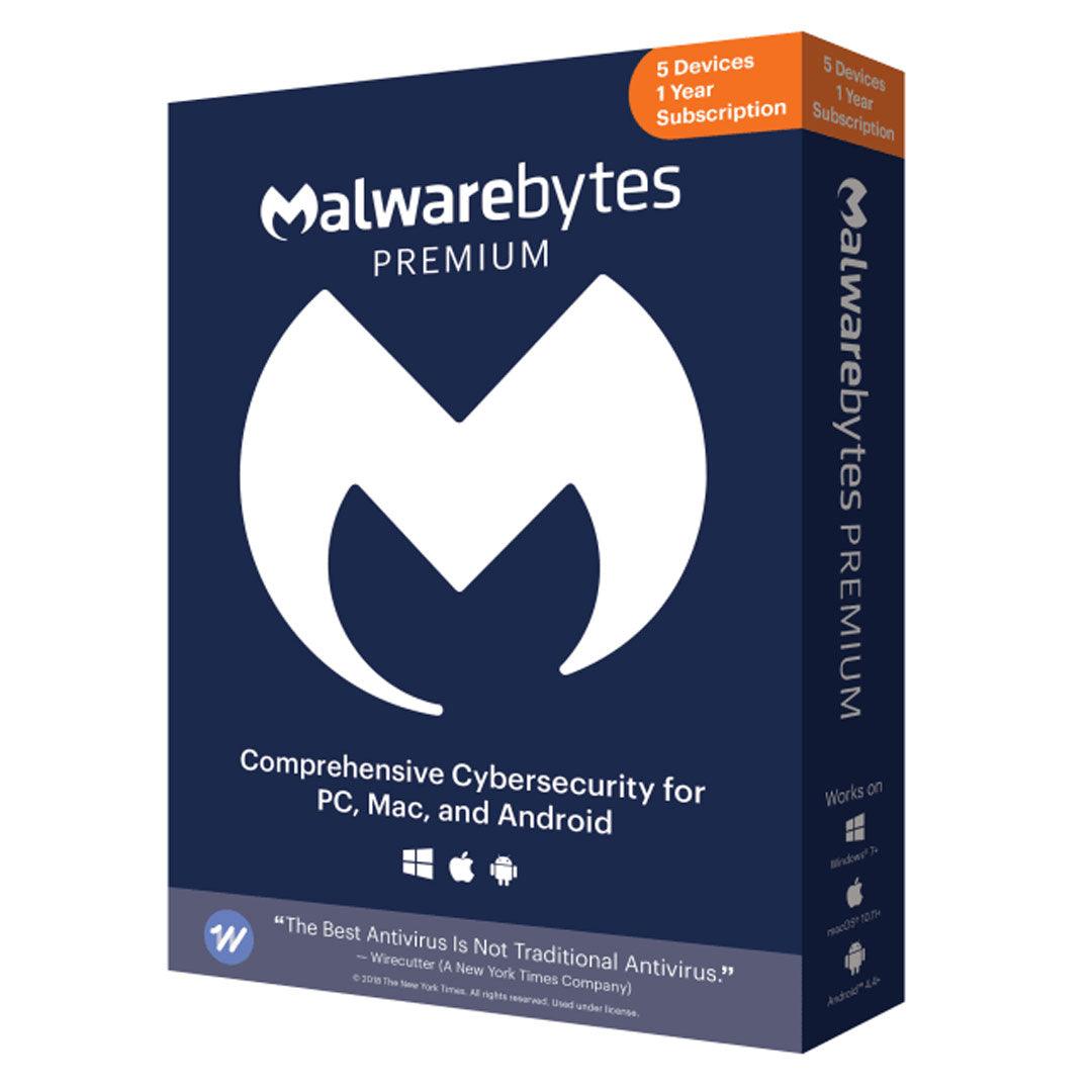 Malwarebytes - Premium 5-User 1Yr PC/Mac/Android