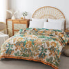 Wild Garden Boho Cotton Blanket/Throw - Cream/Orange