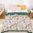 Wild Garden Boho Cotton Blanket/Throw - Cream/Emerald Green
