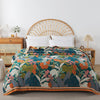 Wild Garden Boho Cotton Blanket/Throw - Teal/Orange