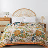 Wild Garden Boho Cotton Blanket/Throw - Cream/Gold