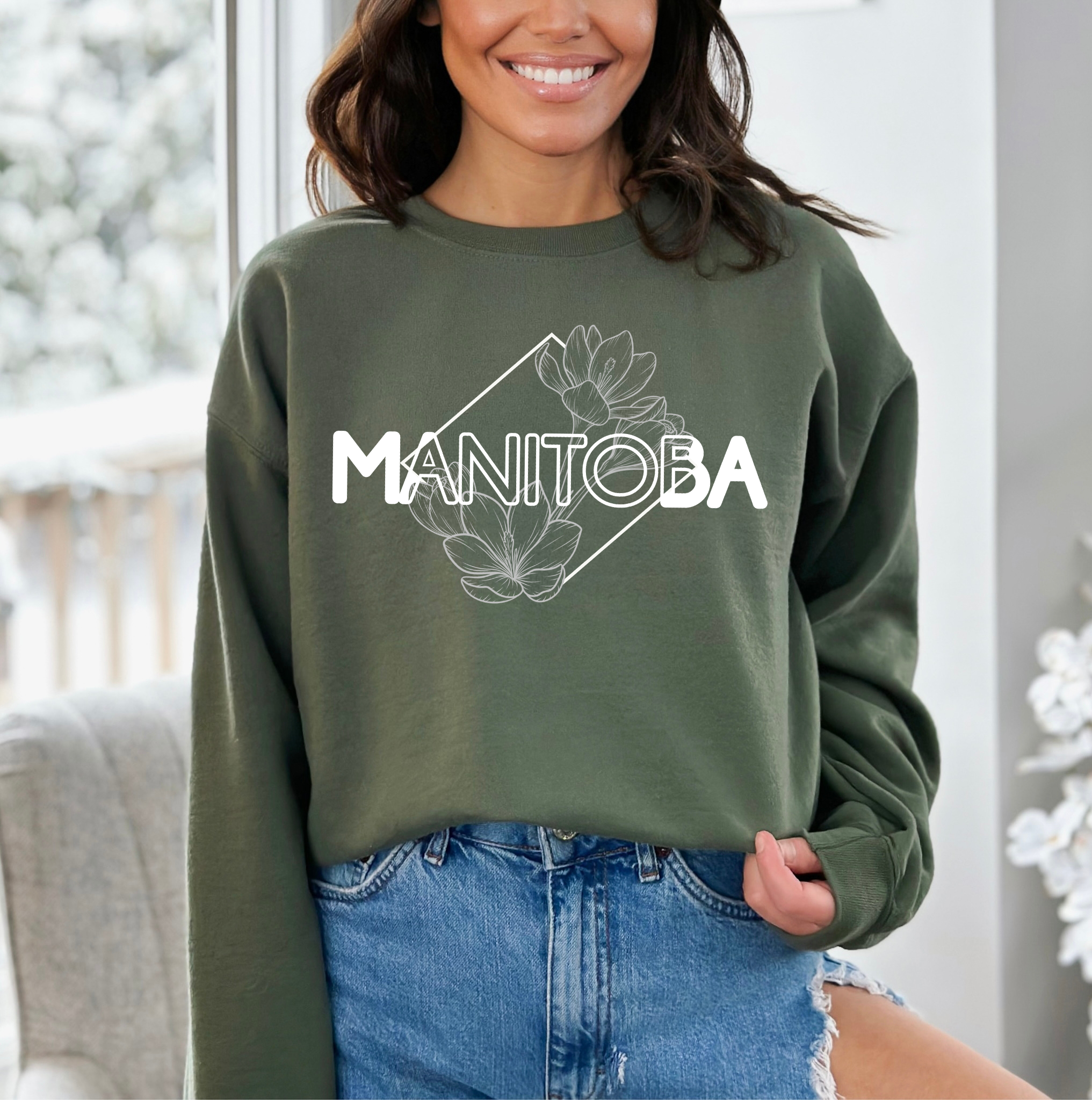 Manitoba Diamond Line Art Unisex Crewneck | Prairie Apparel