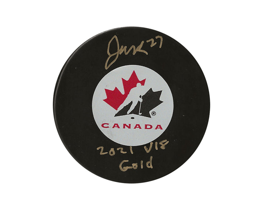 Jack Matier Autographed Team Canada Autograph Model Puck Inscribed 