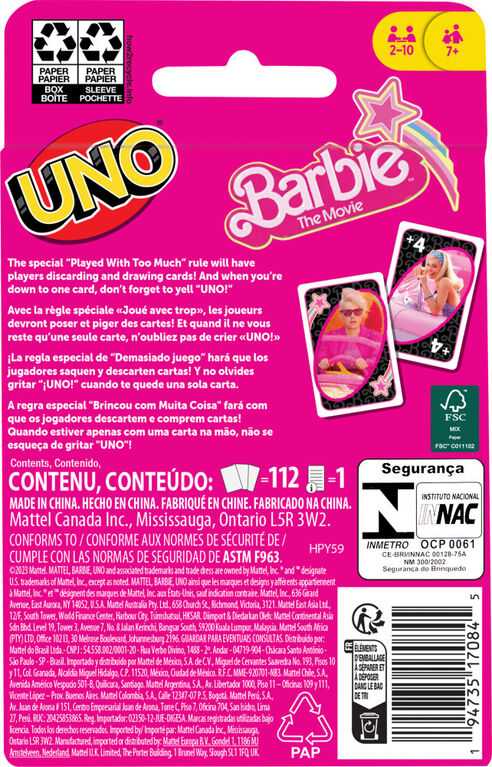 Mattel - UNO - BARBIE - CARD GAME