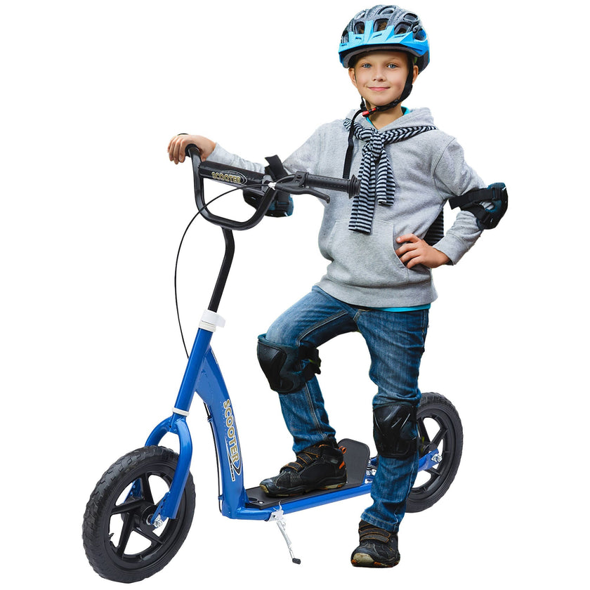 HOMCOM Kids Scooter Street Bike with 12 Tire for Ages 5+ Ride on Toy Blue